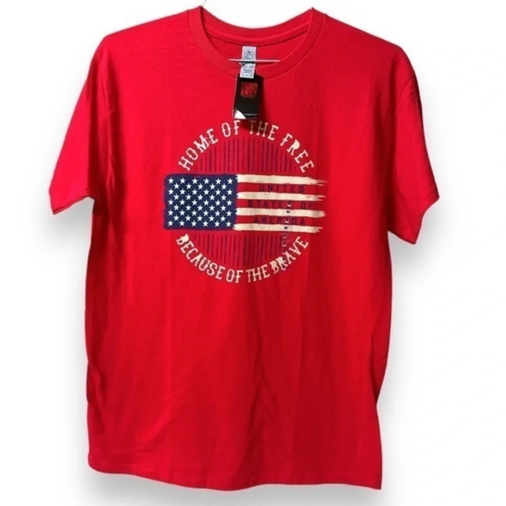 United Souvenir Apparel USA Flag Home of‎ the Free graphic Tshirt men’s sz M NWT